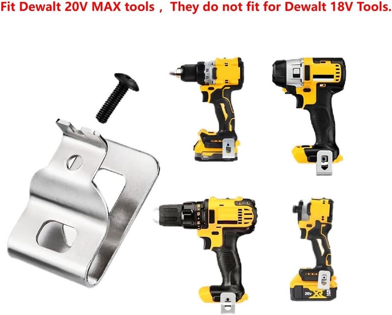 ZLLITONS N268241 N086039 Stainless Steel Belt Clips for Dewalt 20V Power Tools, Compatible with, DCD980, DCD985, DCD980L2, DCD985L2,Includes Screws and Drill Tool Hooks (4-pack) - Image 2